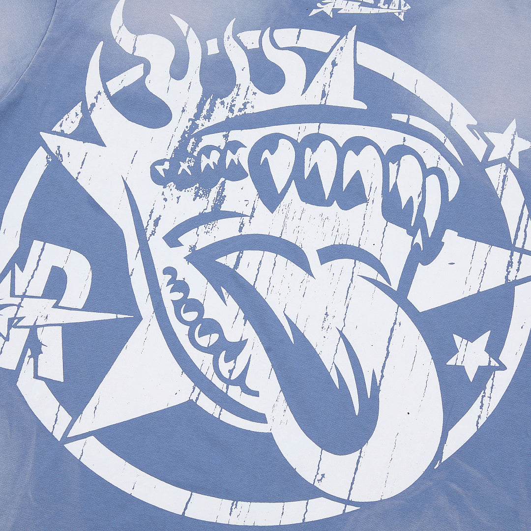 Rough Play Bandaid for the Battle Wounds Oversized Graphic Tee — Washed Blue