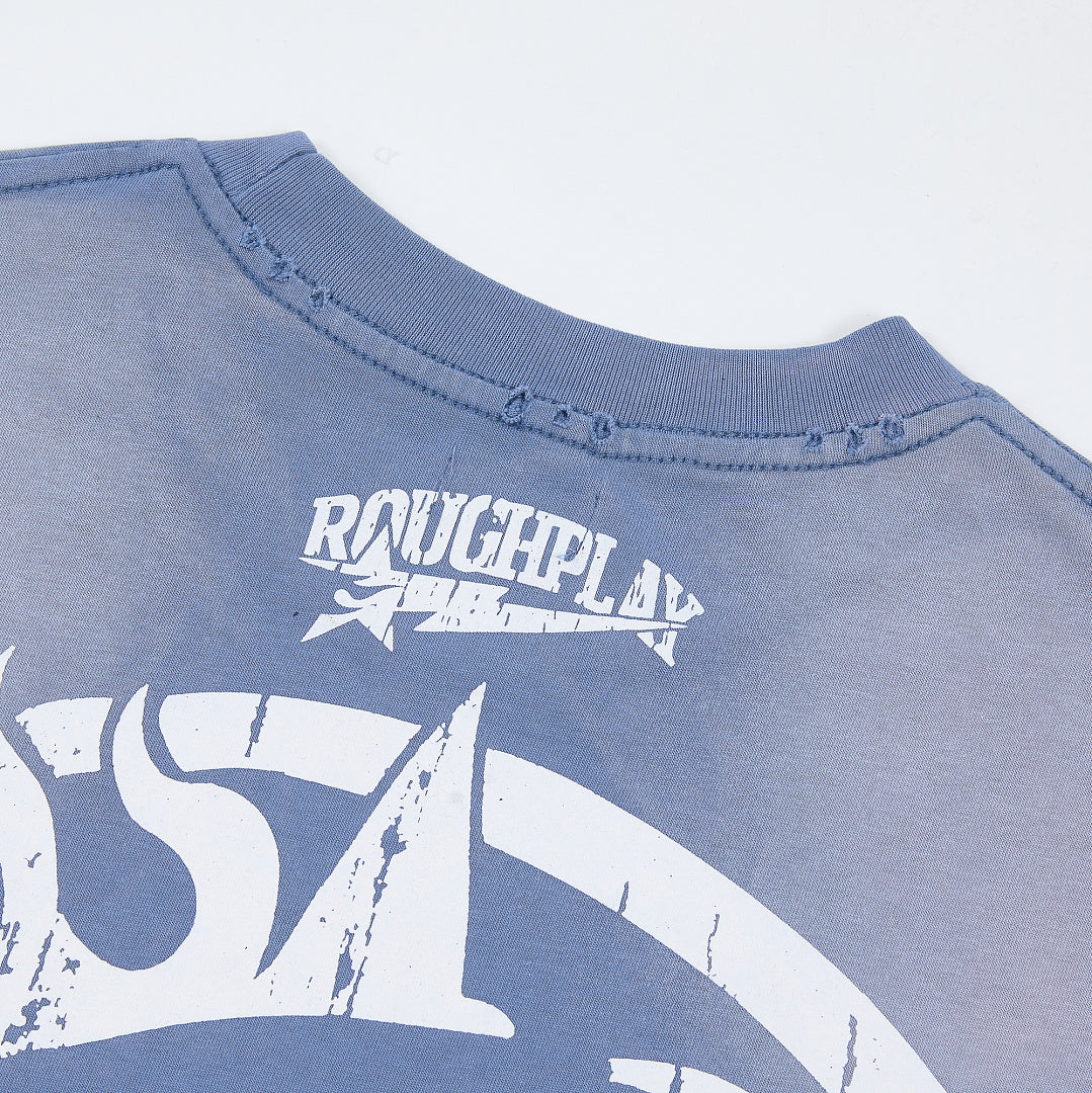 Rough Play Bandaid for the Battle Wounds Oversized Graphic Tee — Washed Blue