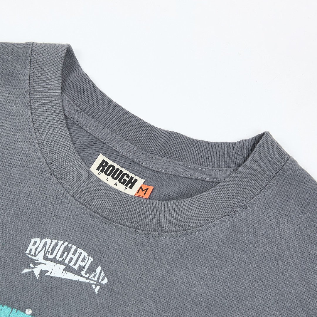 Rough Play Aura Sold Separately Oversized Graphic Tee — Washed Grey