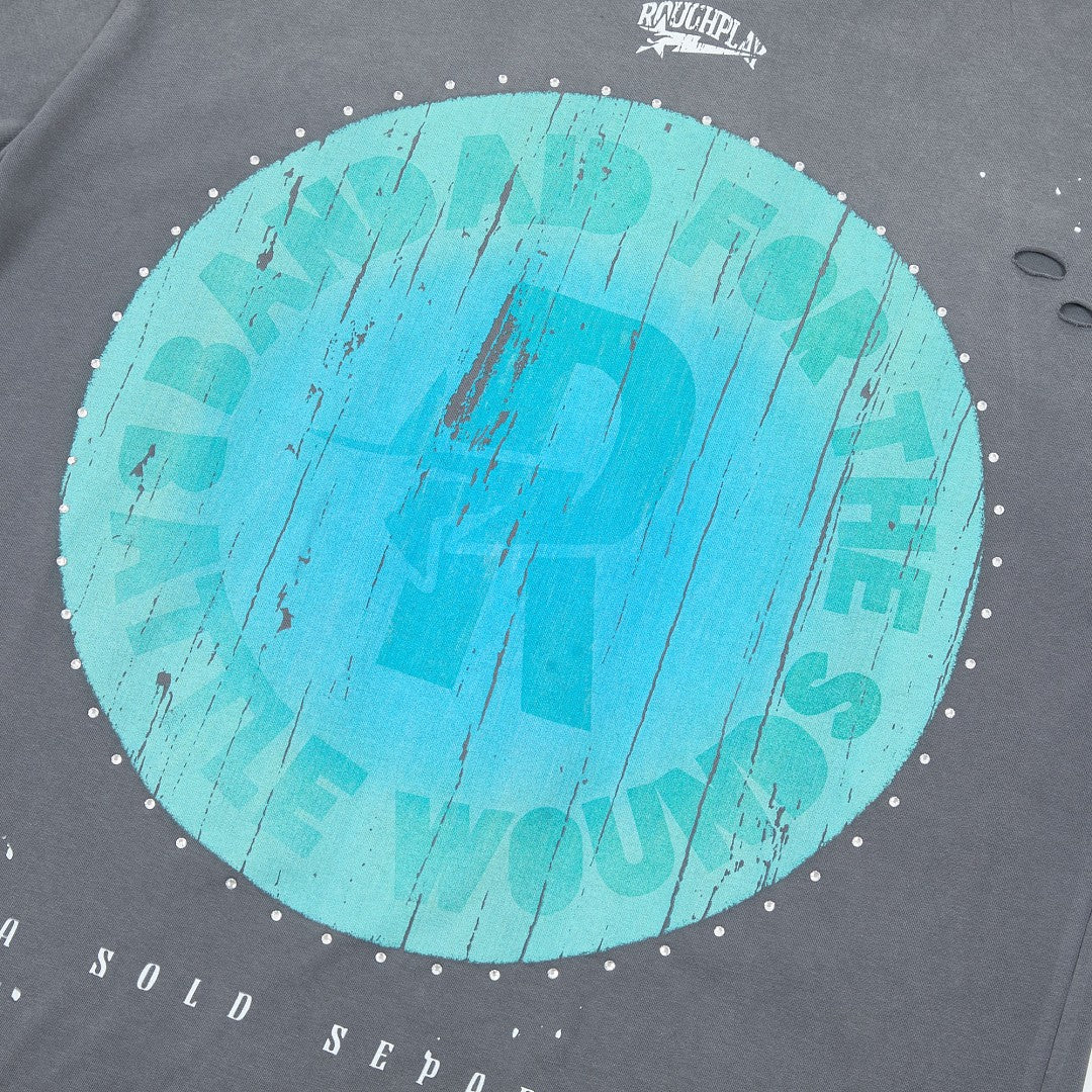 Rough Play Aura Sold Separately Oversized Graphic Tee — Washed Grey