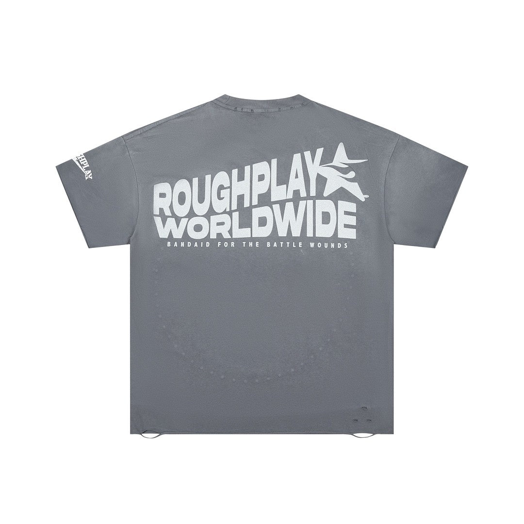 Rough Play Aura Sold Separately Oversized Graphic Tee — Washed Grey