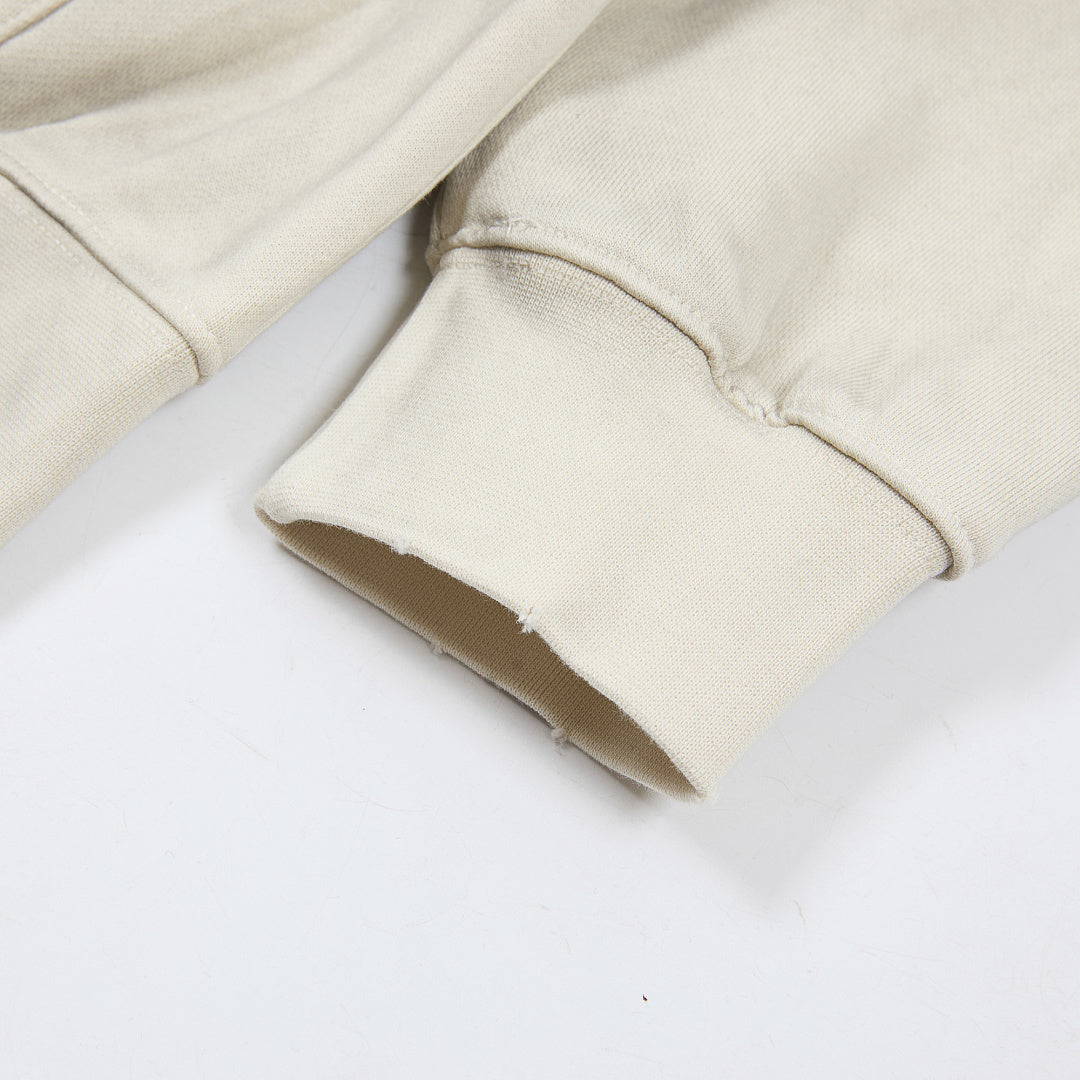 DUAA Velocity Speed Racing Oversized Zip Hoodie — Washed Beige