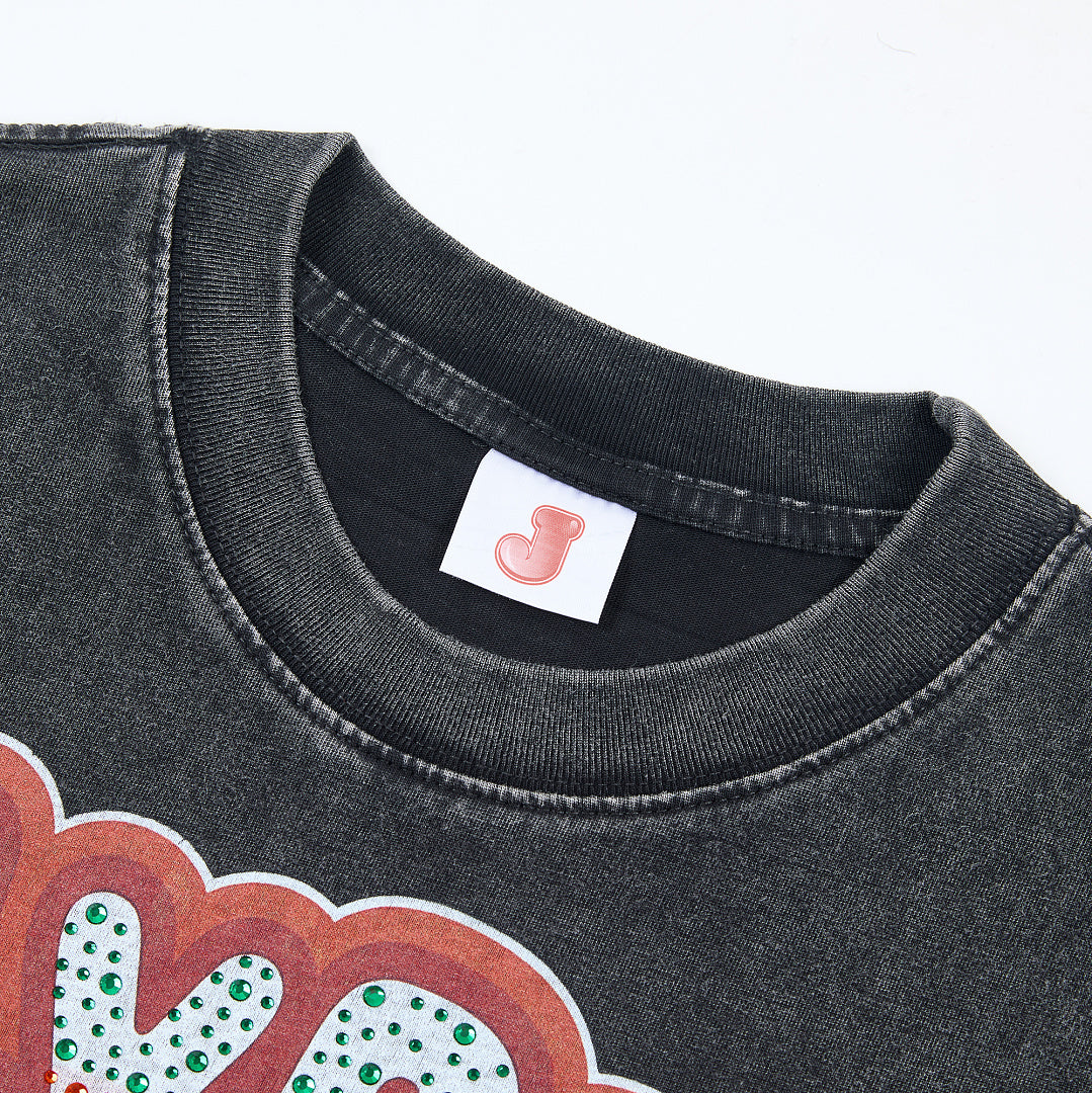 Jellybean Doctor Bean Oversized Graphic Tee — Washed Black