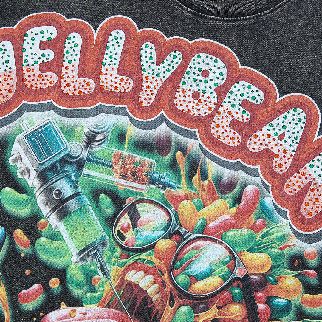 Jellybean Doctor Bean Oversized Graphic Tee — Washed Black