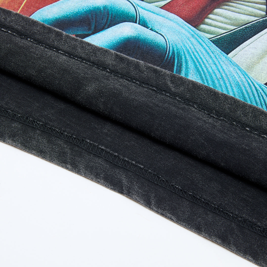 Jellybean Doctor Bean Oversized Graphic Tee — Washed Black