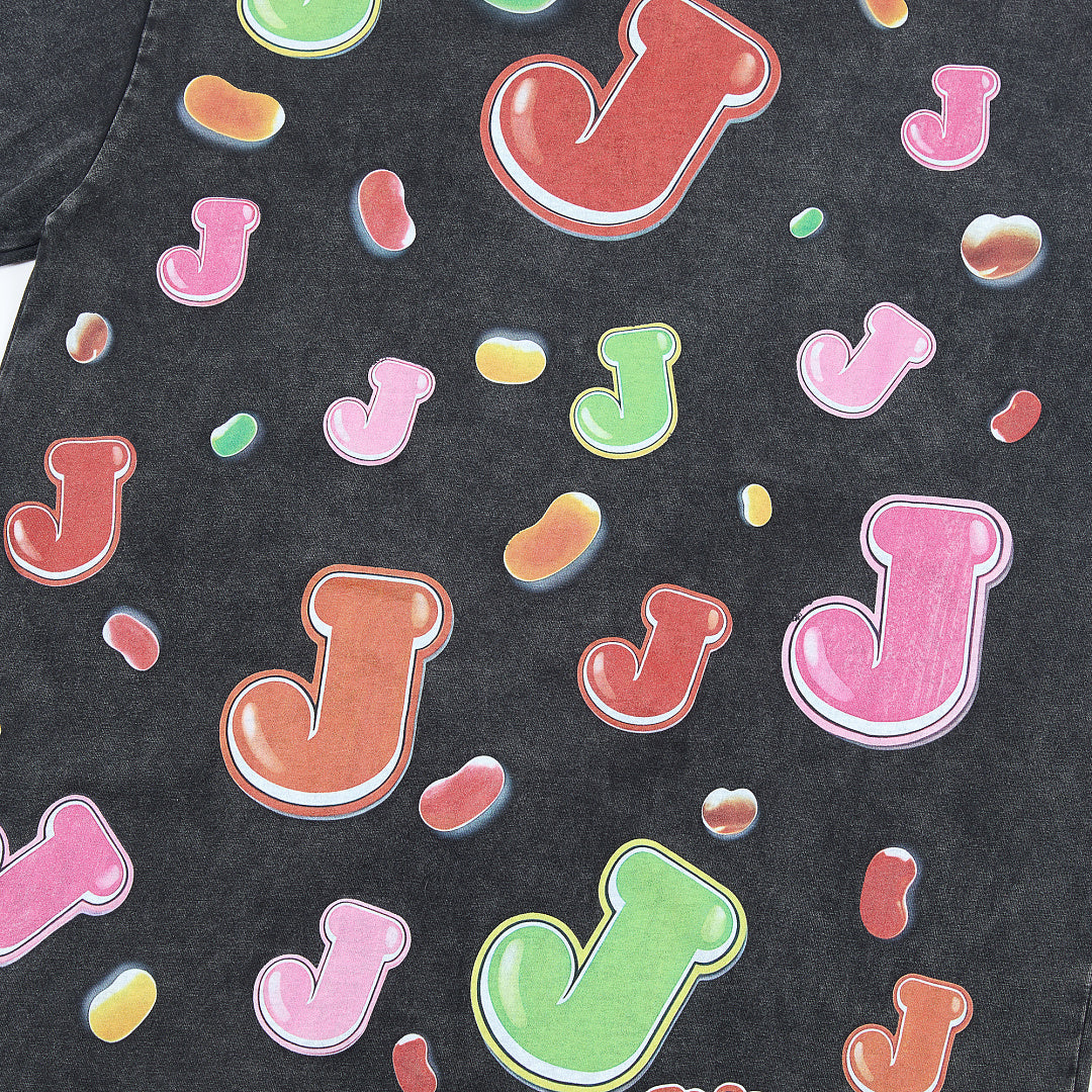 Jellybean Doctor Bean Oversized Graphic Tee — Washed Black