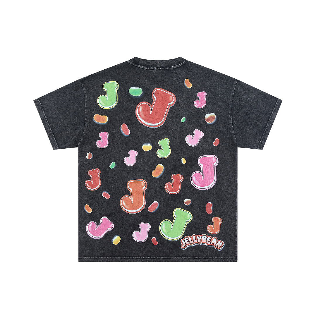 Jellybean Doctor Bean Oversized Graphic Tee — Washed Black