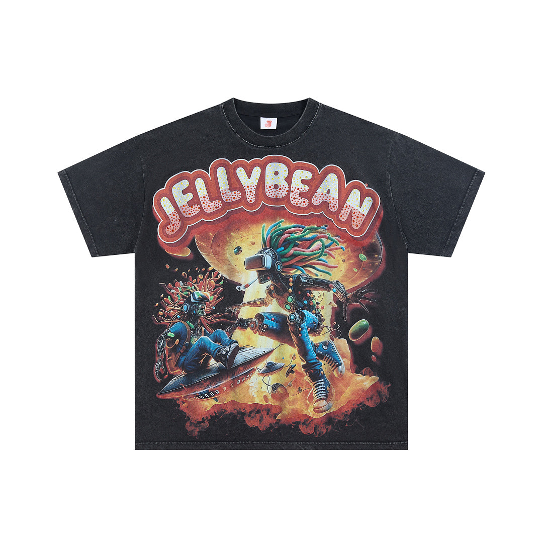 Jellybean Nuke Oversized Graphic Tee — Washed Black