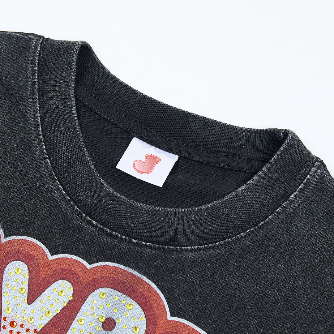Jellybean Nuke Oversized Graphic Tee — Washed Black