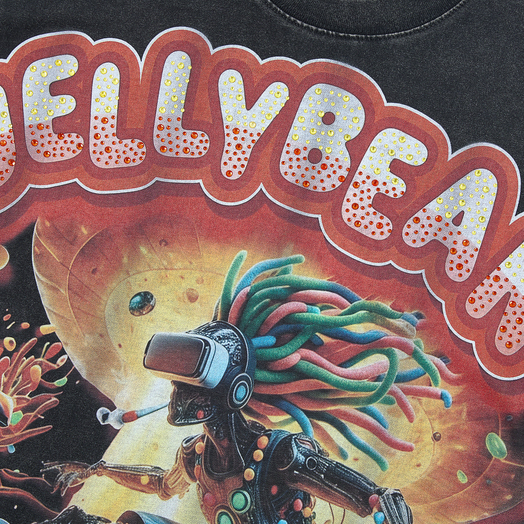 Jellybean Nuke Oversized Graphic Tee — Washed Black