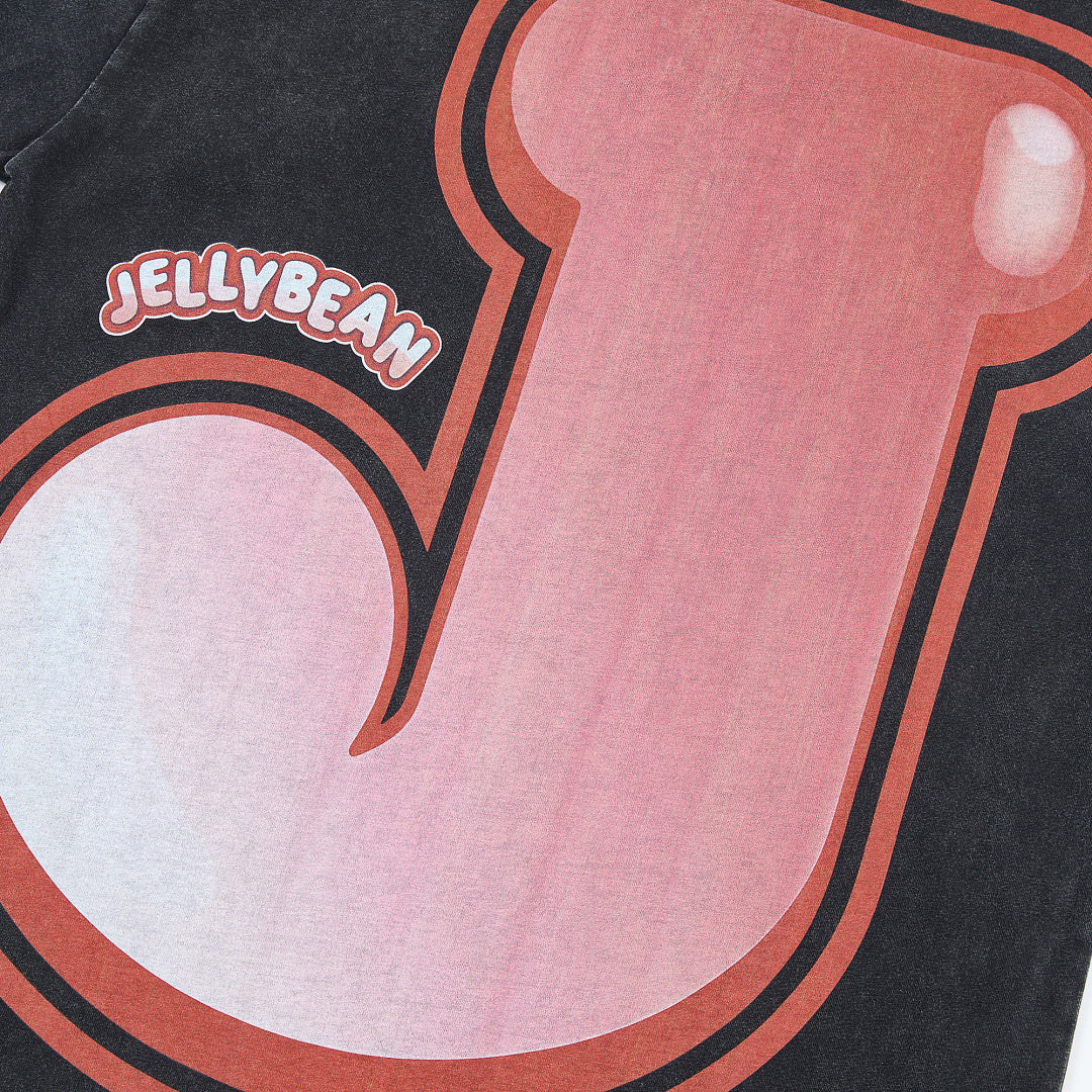 Jellybean Nuke Oversized Graphic Tee — Washed Black