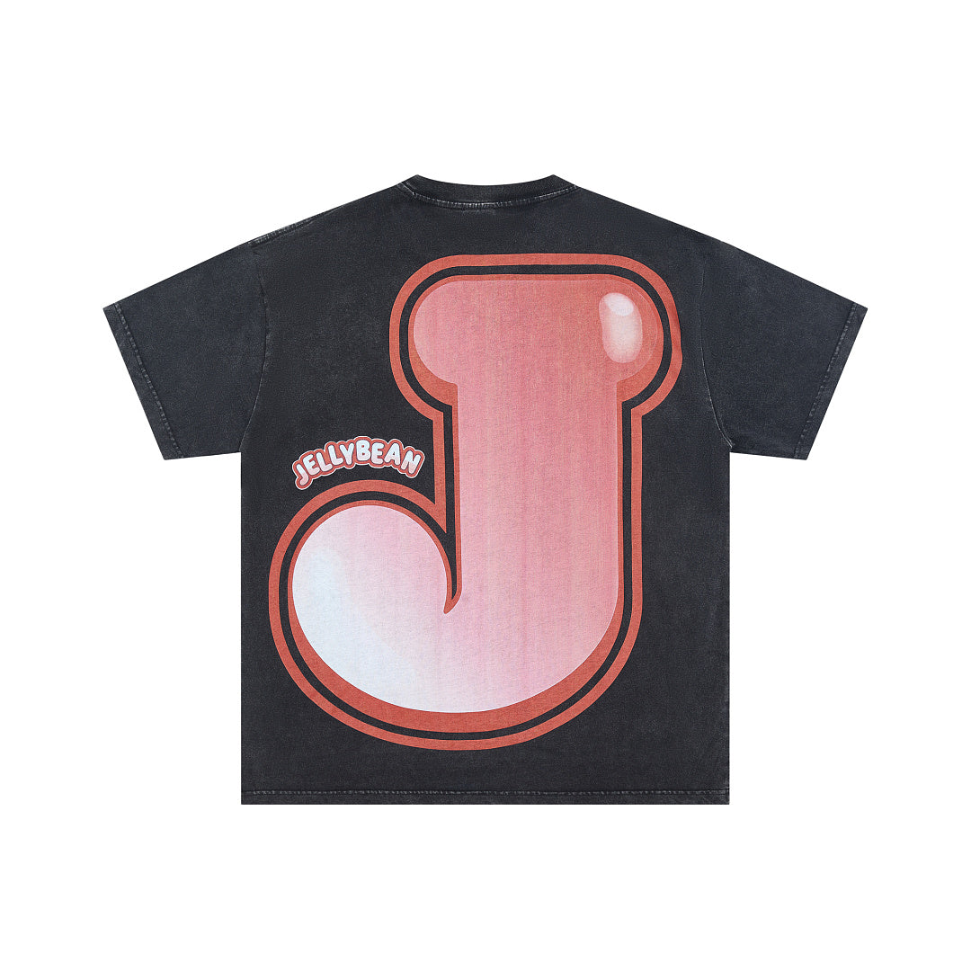 Jellybean Nuke Oversized Graphic Tee — Washed Black