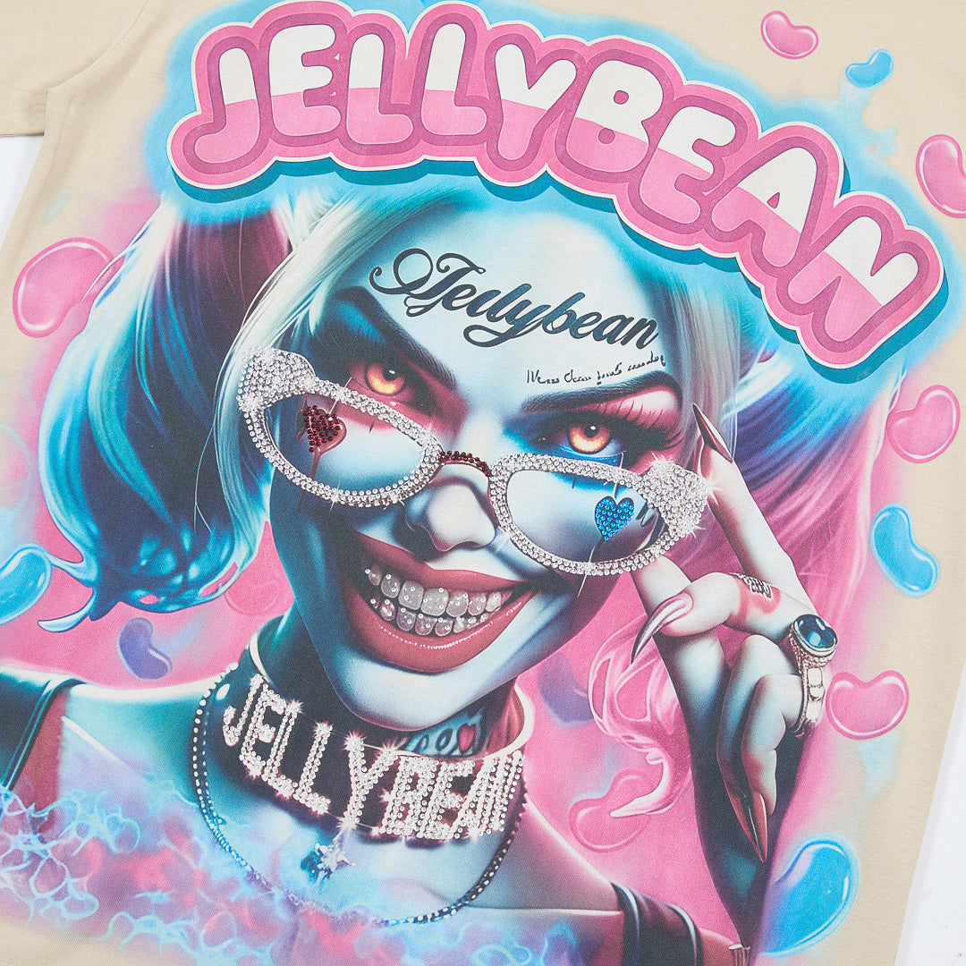 Jellybean Miss Mayhem Oversized Graphic Tee — Washed Beige