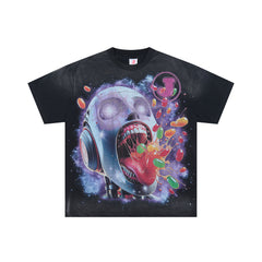Jellybean Android Oversized Graphic Tee — Washed Black