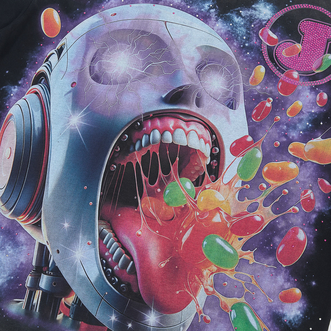 Jellybean Android Oversized Graphic Tee — Washed Black
