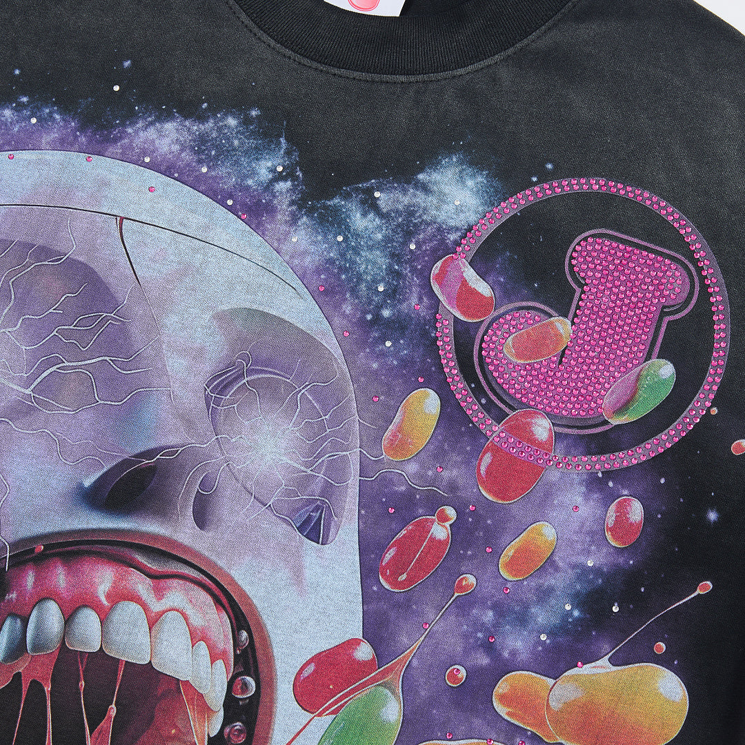 Jellybean Android Oversized Graphic Tee — Washed Black