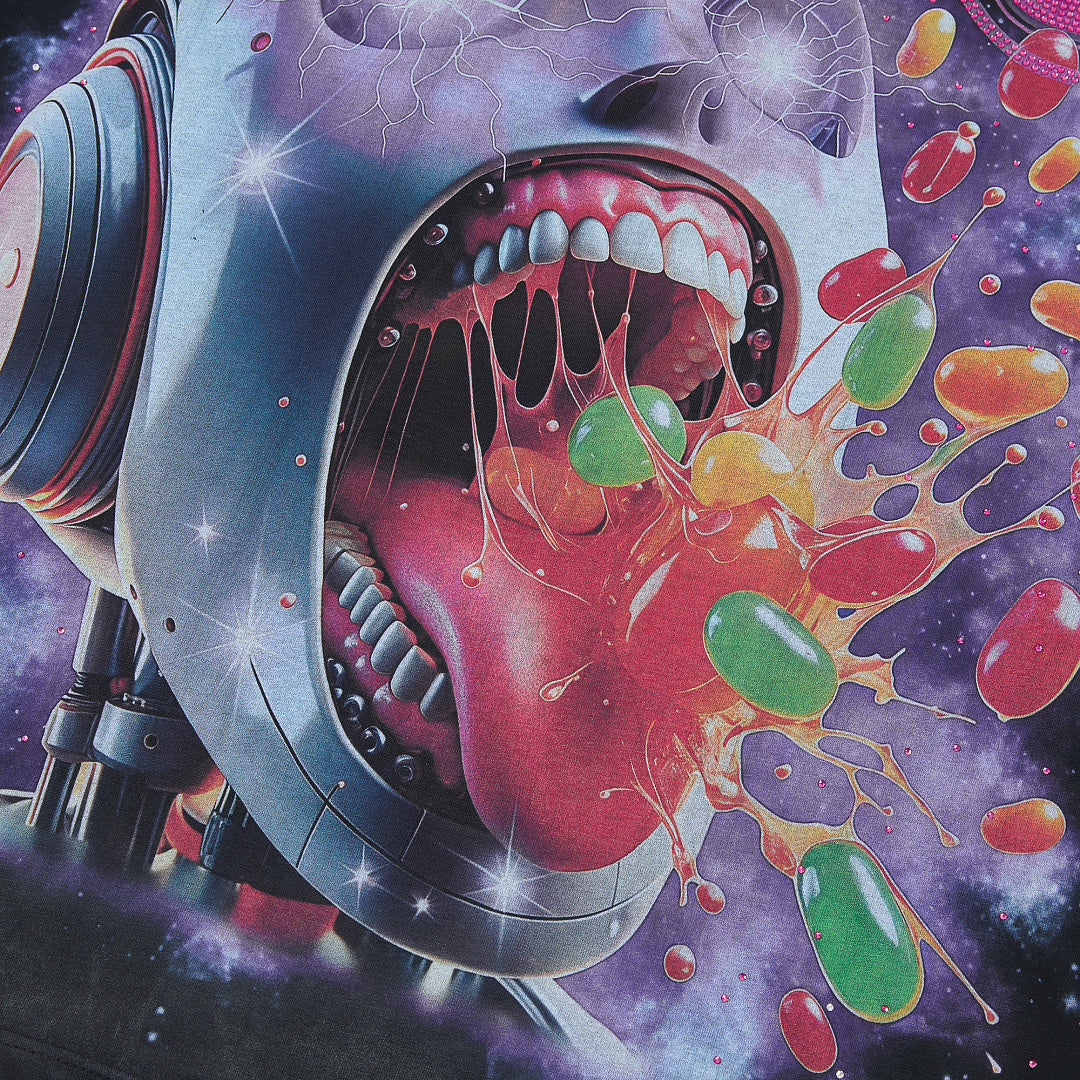 Jellybean Android Oversized Graphic Tee — Washed Black