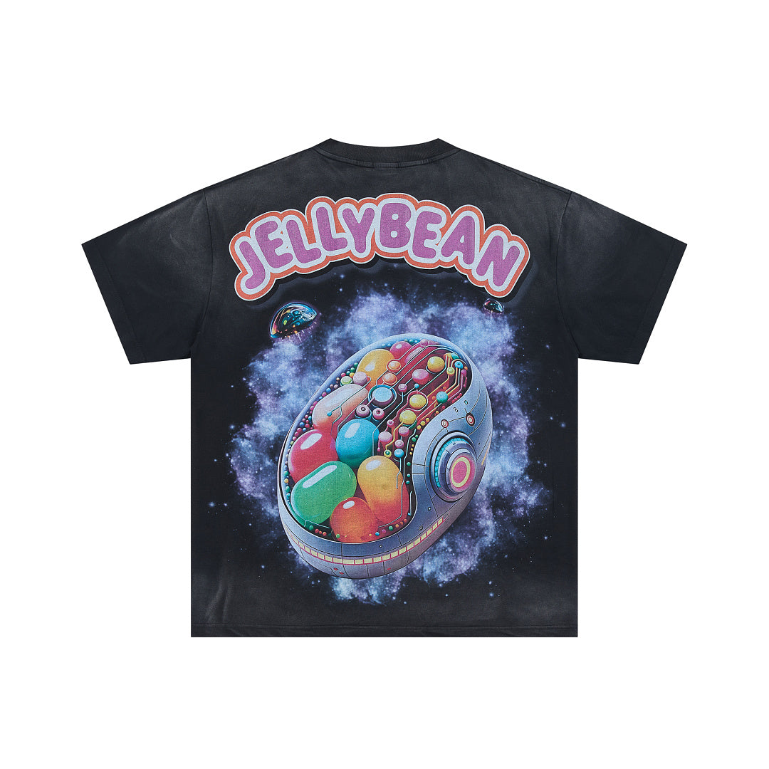 Jellybean Android Oversized Graphic Tee — Washed Black