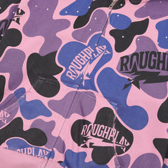 Rough Play All-Over Camo Oversized Zip Hoodie — Pink