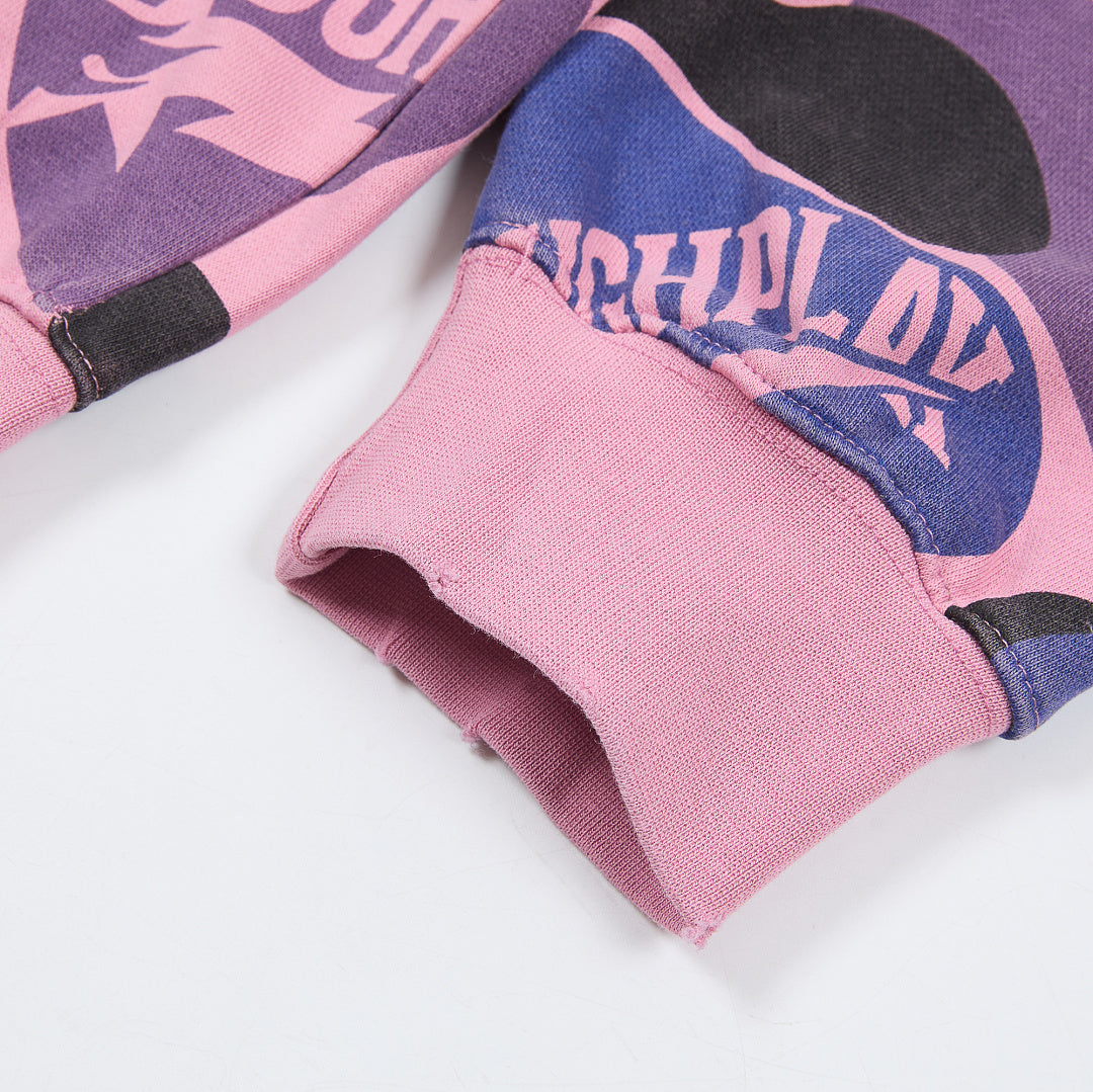 Rough Play All-Over Camo Oversized Zip Hoodie — Pink