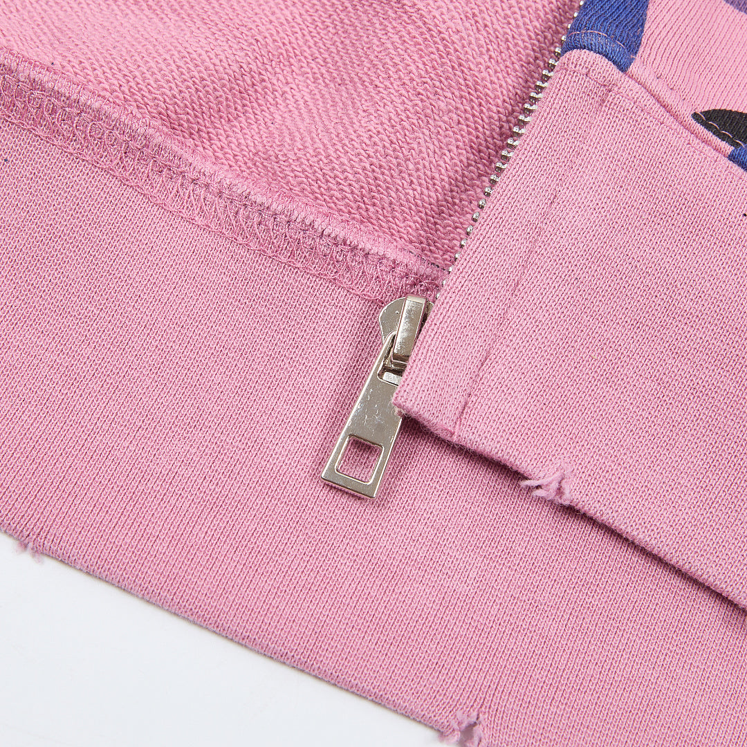 Rough Play All-Over Camo Oversized Zip Hoodie — Pink