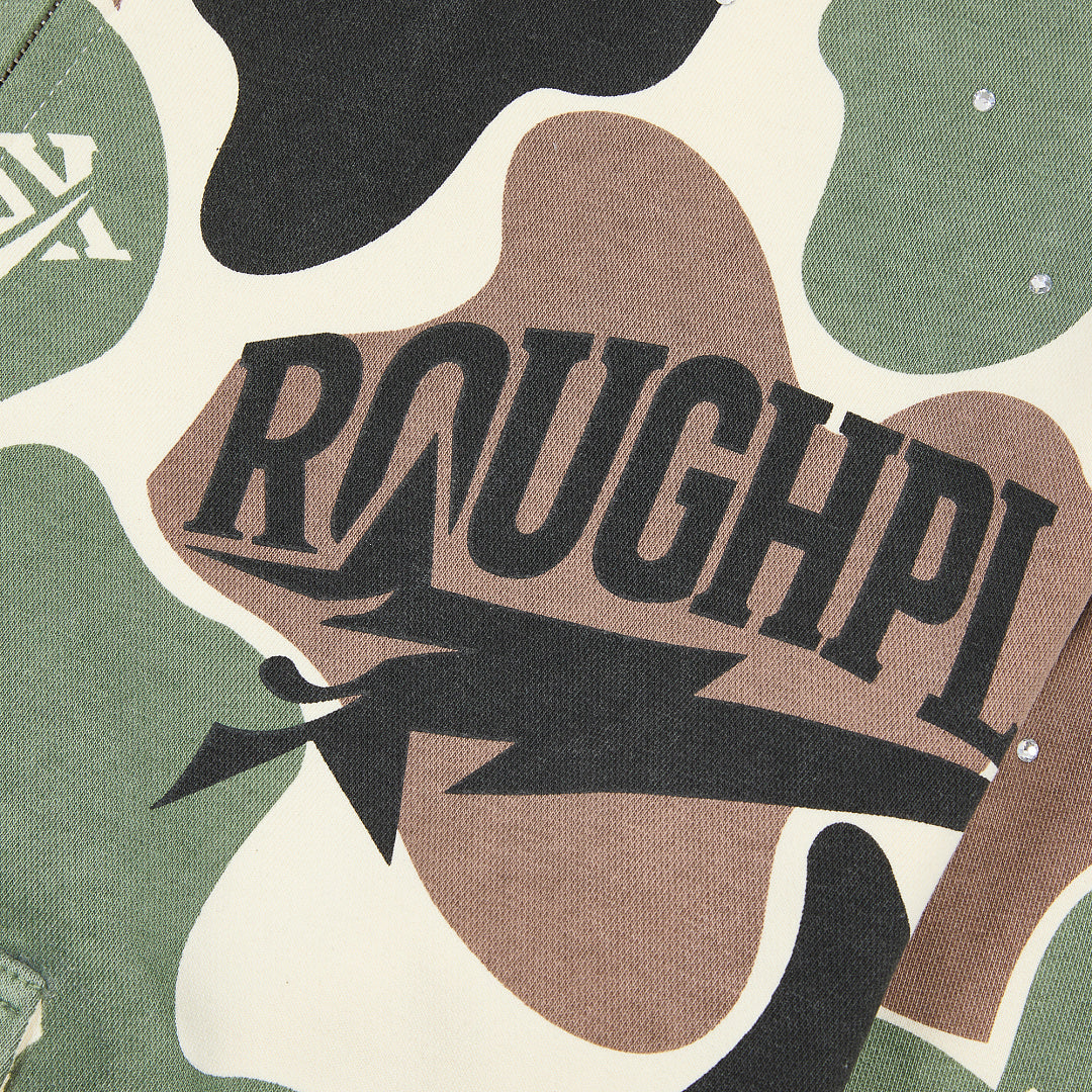 Rough Play All-Over Camo Oversized Zip Hoodie — Cream