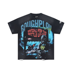 Rough Play Bandaid for the Battle Wounds Oversized Graphic Tee — Washed Black