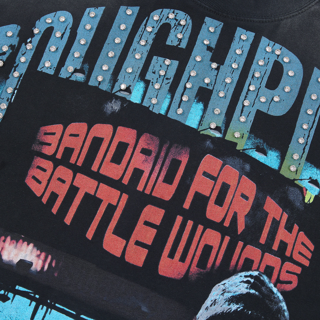 Rough Play Bandaid for the Battle Wounds Oversized Graphic Tee — Washed Black