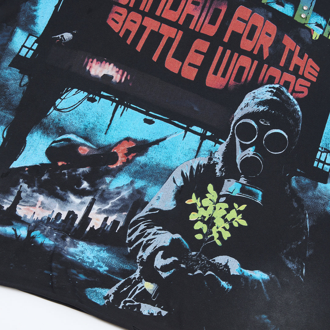 Rough Play Bandaid for the Battle Wounds Oversized Graphic Tee — Washed Black
