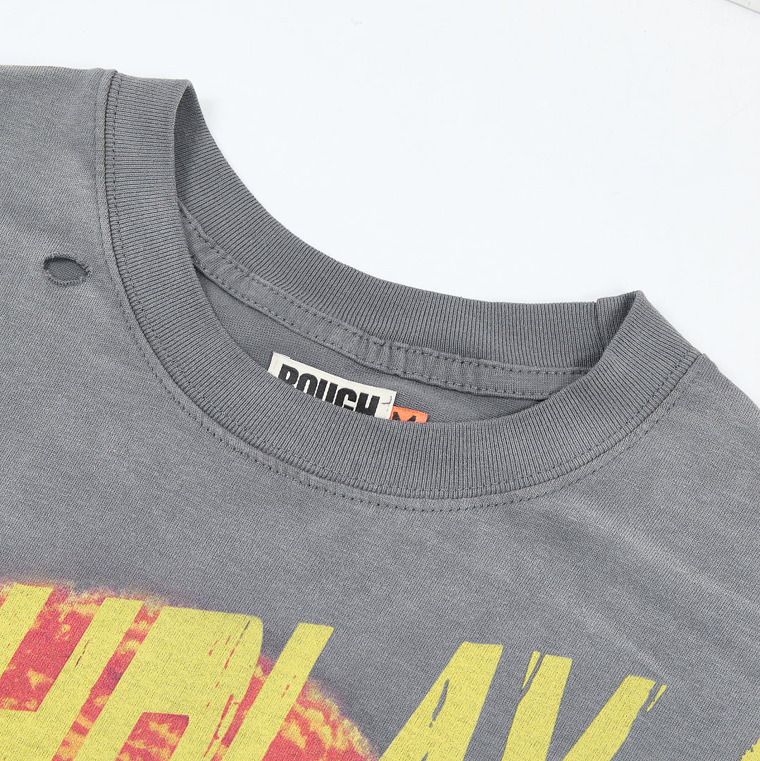 Rough Play Bandaid for the Battle Wounds Oversized Graphic Tee — Washed Grey