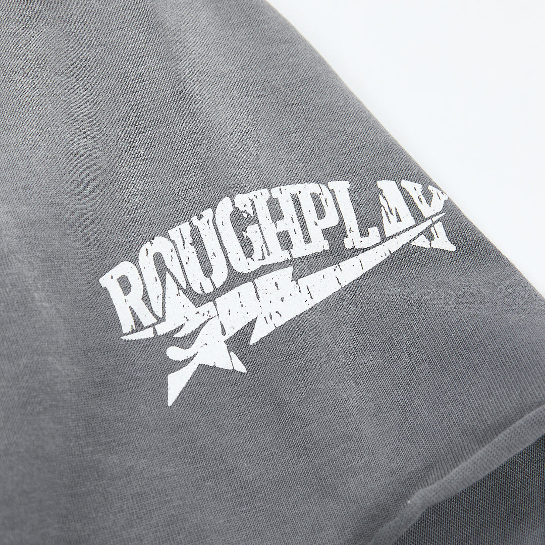Rough Play Bandaid for the Battle Wounds Oversized Graphic Tee — Washed Grey