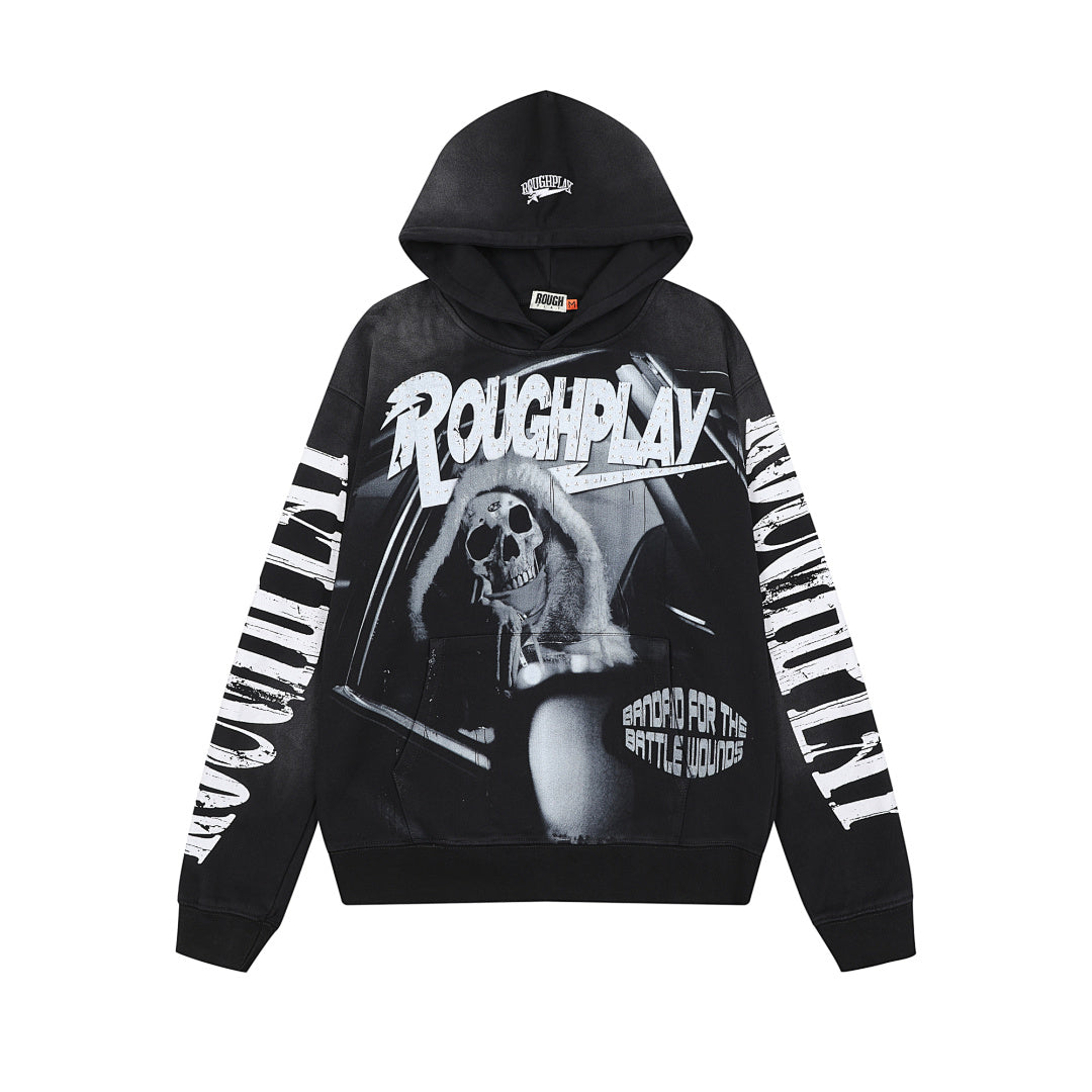 Rough Play Skull DJ Oversized Hoodie — Black