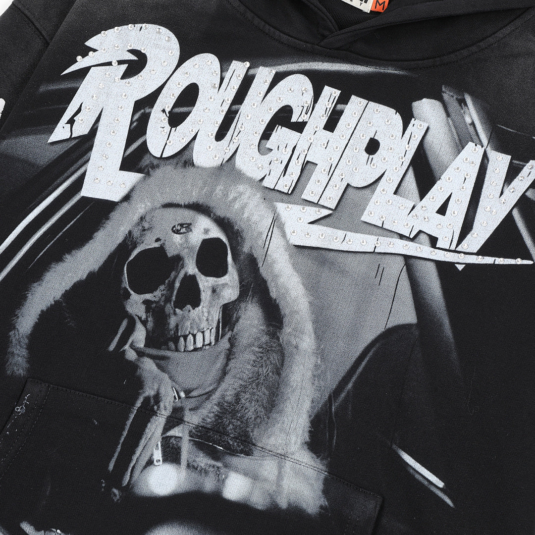 Rough Play Skull DJ Oversized Hoodie — Black
