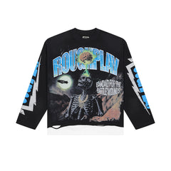 Rough Play Skeleton Brain Oversized Long Sleeve — Black