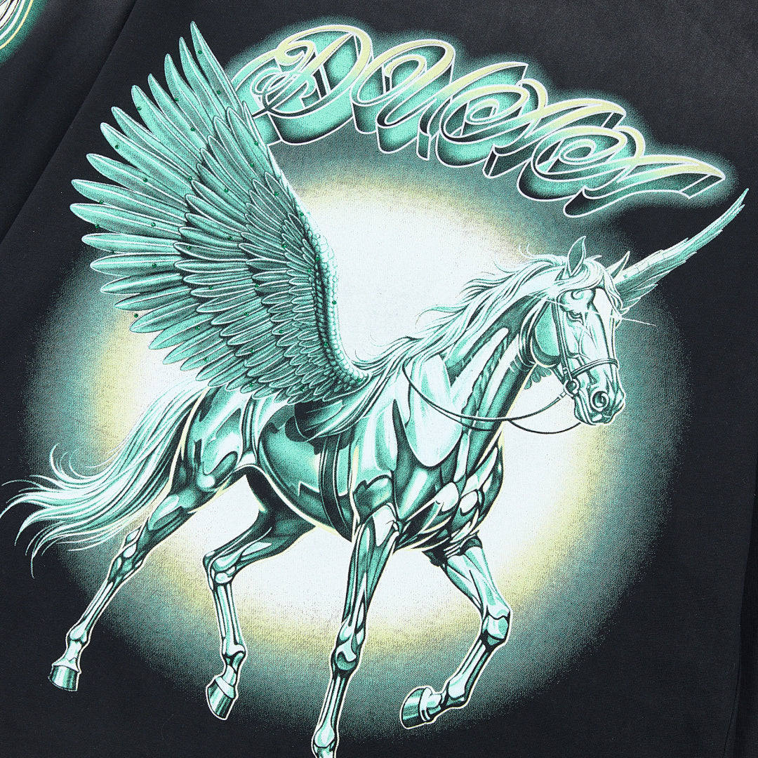 DUAA Pegasus Oversized Long Sleeve Tee — Black
