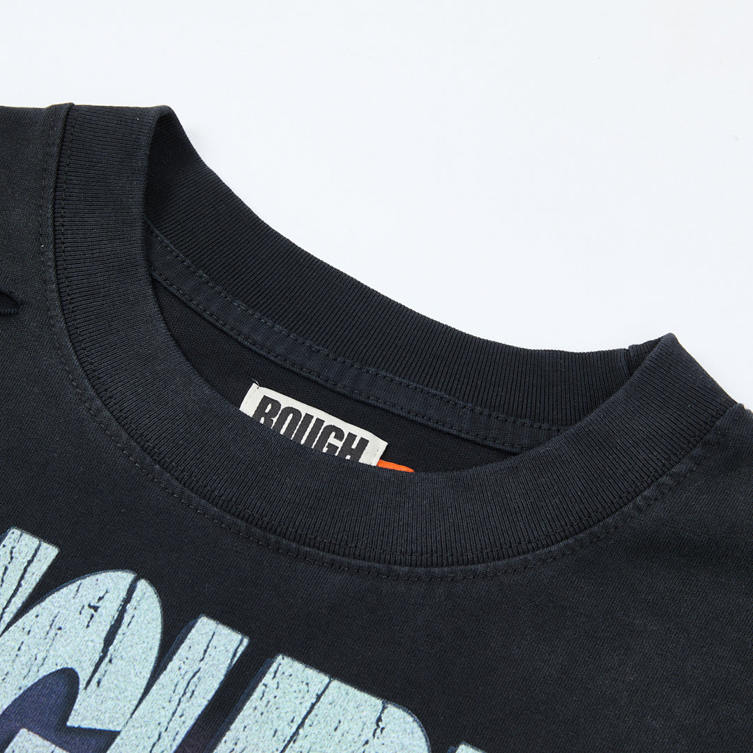 Rough Play Skeleton Wrestler Oversized Long Sleeve Tee — Black