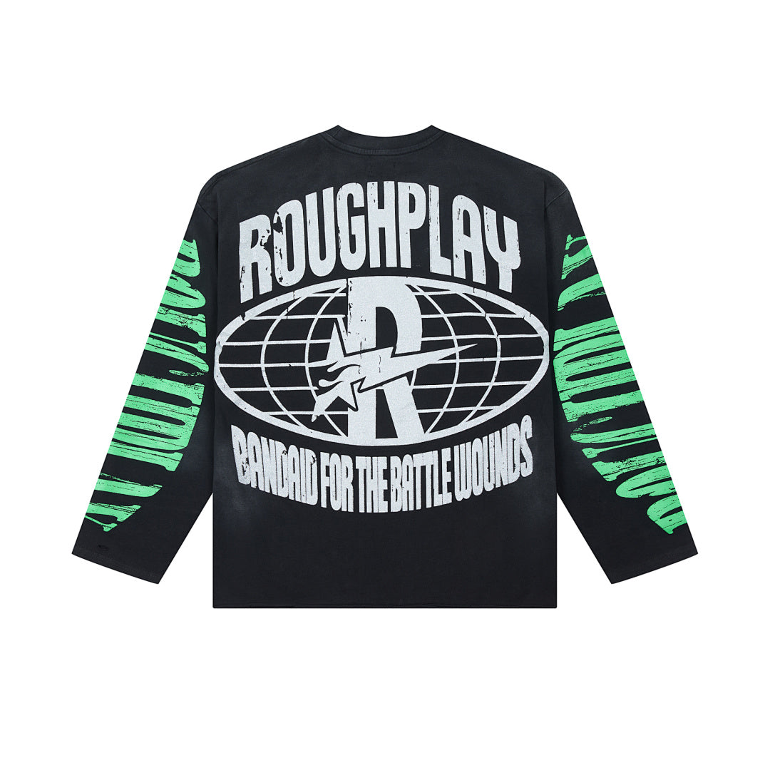 Rough Play Skeleton Wrestler Oversized Long Sleeve Tee — Black