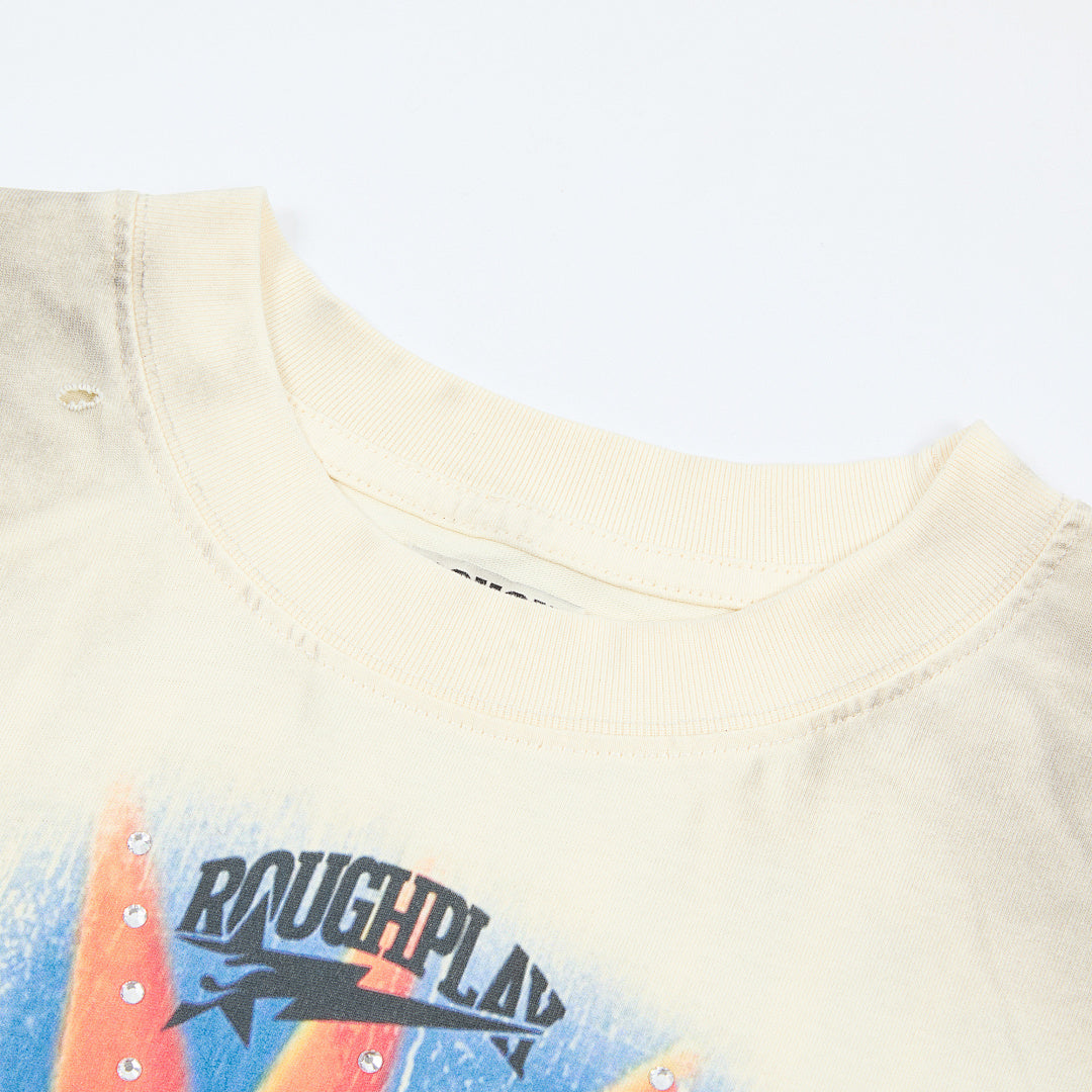 Rough Play Sunshine Skeleton Oversized Long Sleeve Tee — Cream