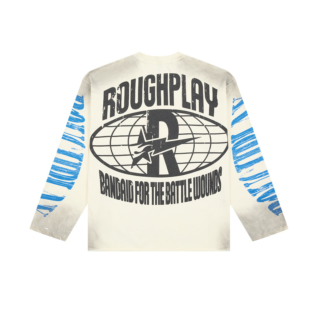 Rough Play Sunshine Skeleton Oversized Long Sleeve Tee — Cream