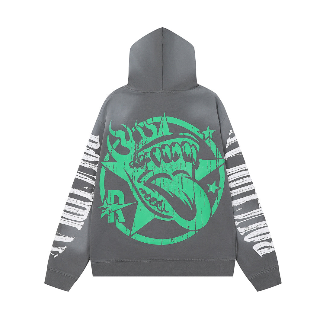 Rough Play Skull DJ Oversized Hoodie — Grey