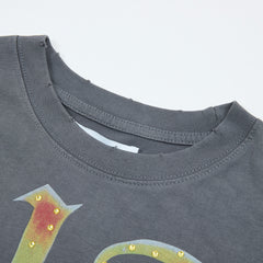 DUAA UFO Abduction Oversized Graphic Tee — Washed Grey
