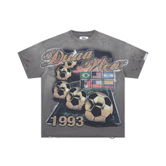 DUAA Wear World Cup 1993 Oversized Graphic Tee — Washed Grey
