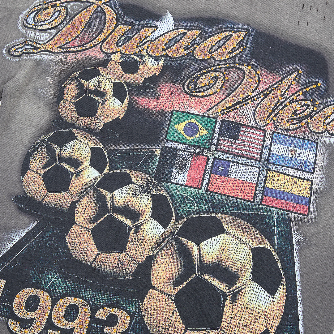 DUAA Wear World Cup 1993 Oversized Graphic Tee — Washed Grey