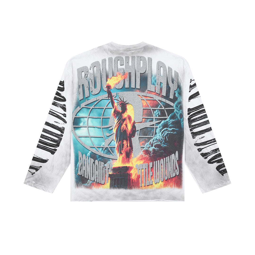 Rough Play Liberty Apocalypse Oversized Long Sleeve Tee — White