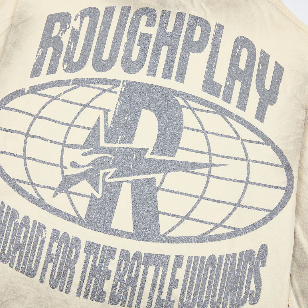 Rough Play Bandaid For The Battle Wounds Oversized Long Sleeve Tee — Cream