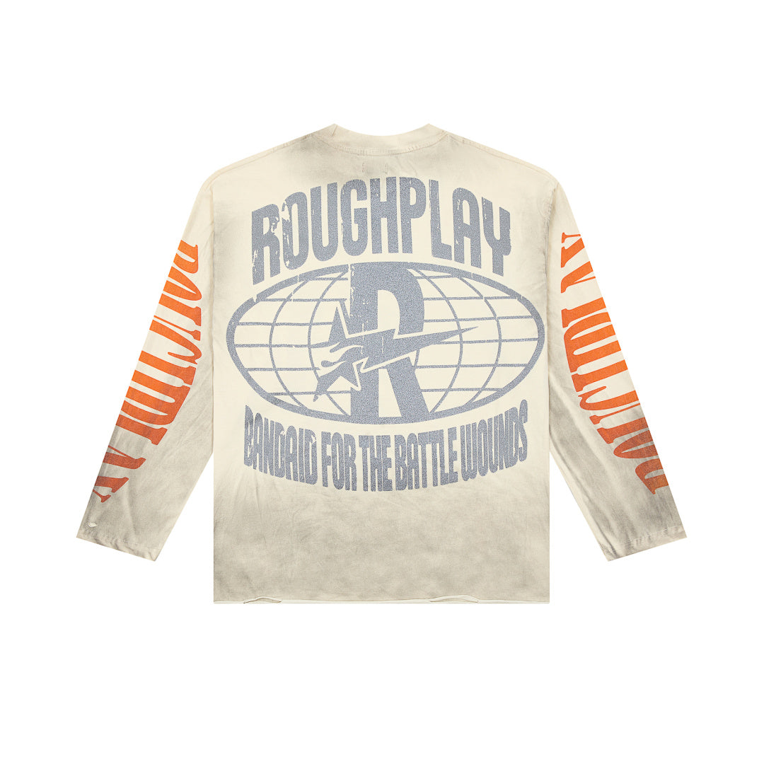 Rough Play Bandaid For The Battle Wounds Oversized Long Sleeve Tee — Cream