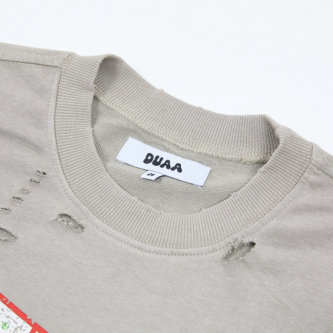 DUAA Hotline Drivin’ Speed 1993 Double Layer Long Sleeve Tee — Grey / Cream