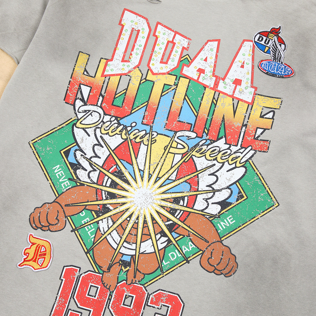 DUAA Hotline Drivin’ Speed 1993 Double Layer Long Sleeve Tee — Grey / Cream