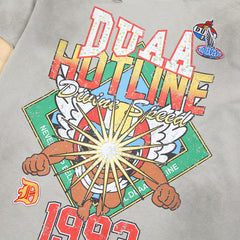 DUAA Hotline Drivin’ Speed 1993 Double Layer Long Sleeve Tee — Grey / Cream