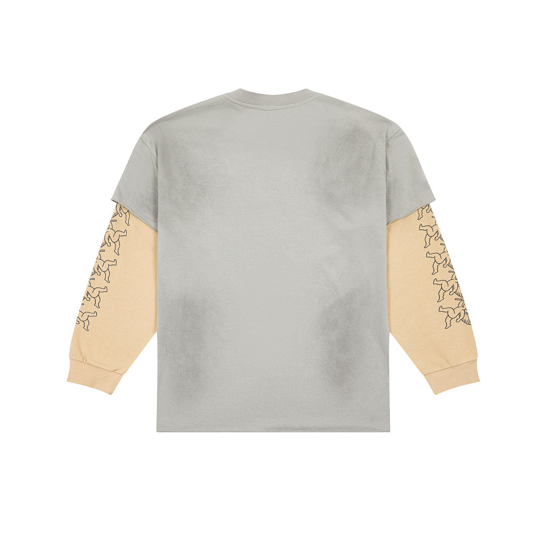 DUAA Hotline Drivin’ Speed 1993 Double Layer Long Sleeve Tee — Grey / Cream